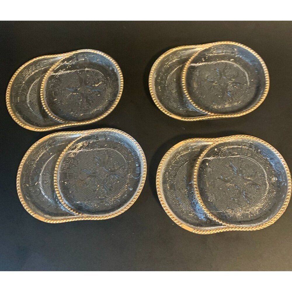 4 Glass Coasters with Ashtray or Snack Tray Coasters Harp Pattern